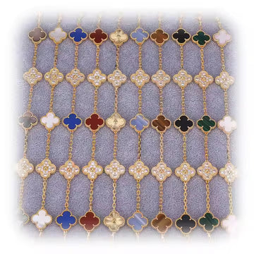 Clover Diamond Flower Bracelet – 925 Silver, 18K Gold Plated Luxury Lucky Charm